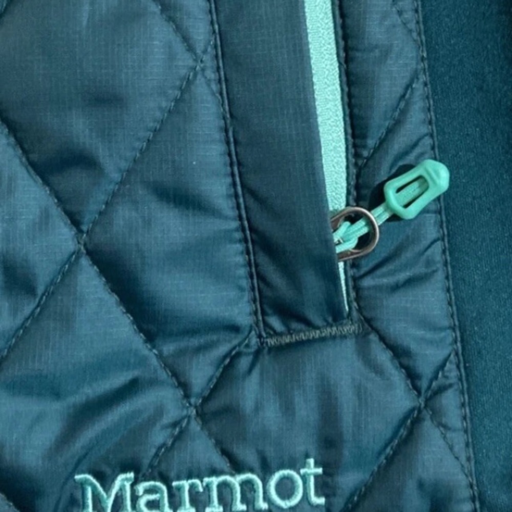 Marmot Teal Green Quilted Full Zip Puffer Lightweight Vest Women’s S Hiking - Picture 9 of 12